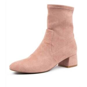 NEW DJANGO & JULIETTE women's checkie heeled boots in blush